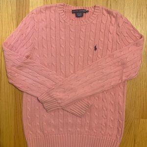 Pink 100% cotton cable knit Ralph Lauren sweater
